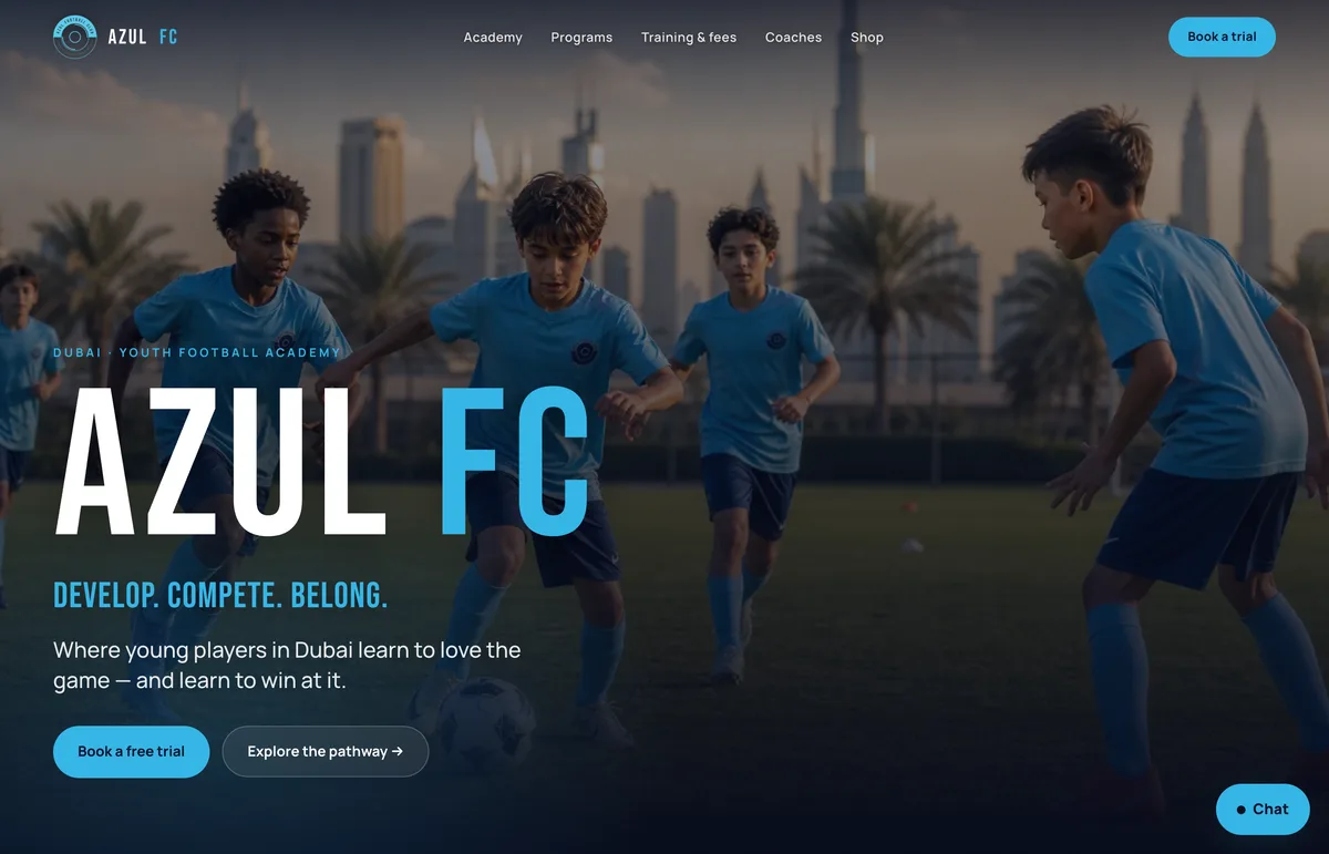 The Azul FC website