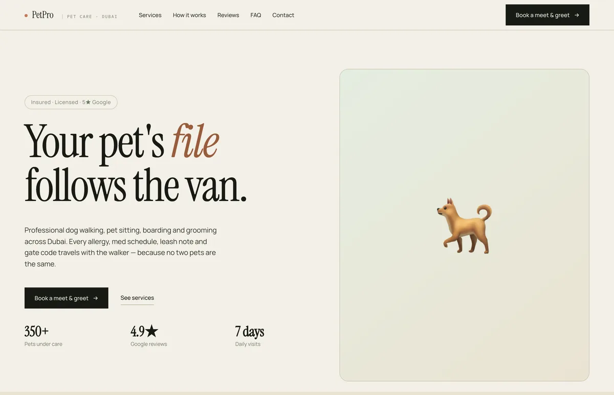 The PetPro pet care concept build
